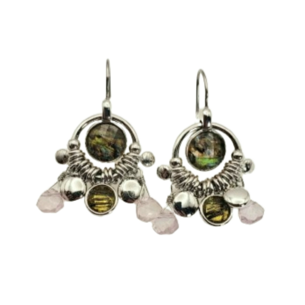 Nwot Lia Sophia Small Mixed Stone and Silver Dangle Earrings